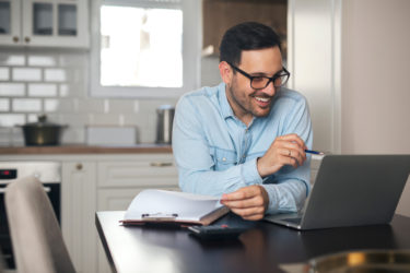 man working remotely