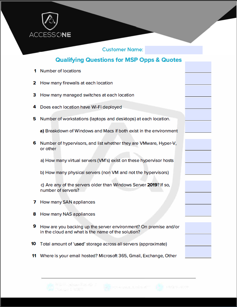 qualifying questions for msp opps and quotes